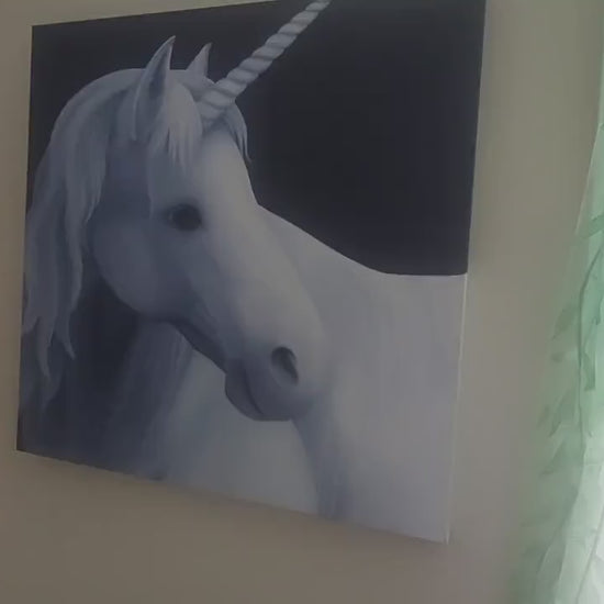 Unicorn in the Moonlight Original Acrylic Painting on Stretched Canvas