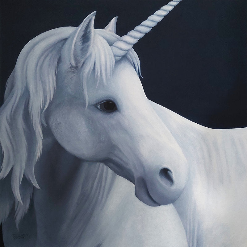 Unicorn in the Moonlight Original Acrylic Painting on Stretched Canvas