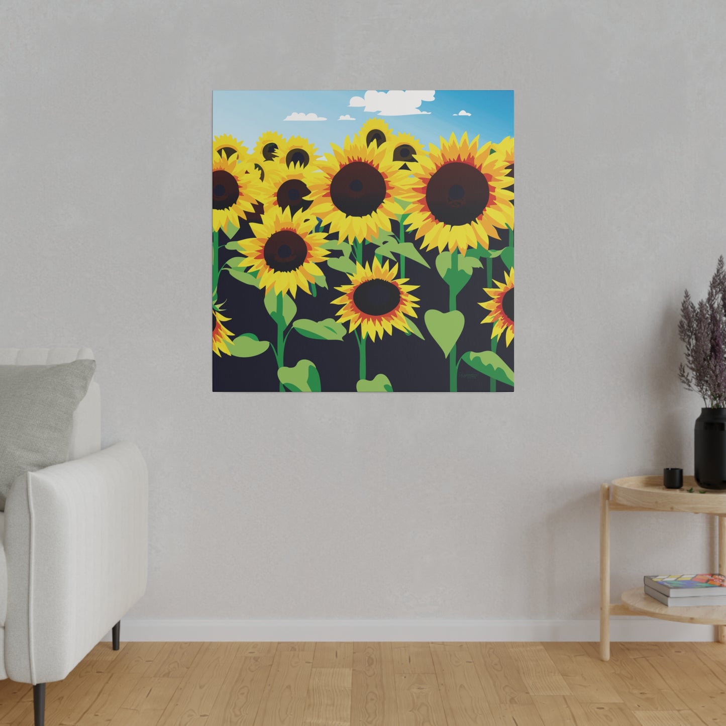 Sunflower Bliss: A Burst of Sunshine for Your Walls on Matte Stretched Canvas