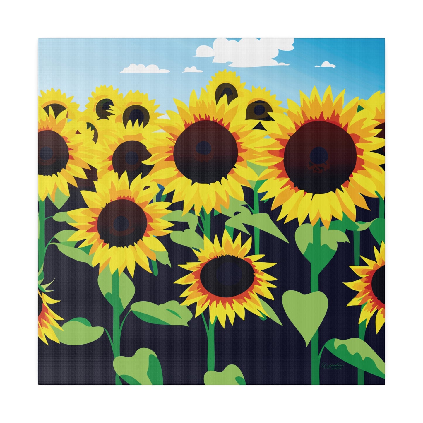 Sunflower Bliss: A Burst of Sunshine for Your Walls on Matte Stretched Canvas