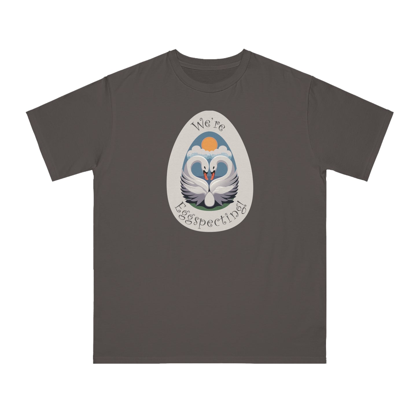 Celebrate New Arrivals in Eco-Conscious Style with Our "We're Eggspecting!" Organic Unisex T-Shirts