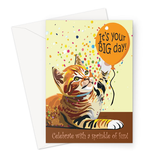 Celebrate with a Sprinkle of Fun! Greeting Card Adorable Orange Tabby Kitten Greeting Card