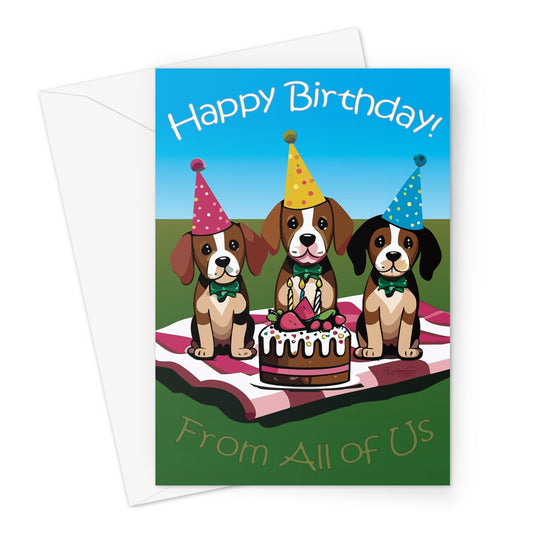Celebrate with a Beagle Puppy Picnic! Adorable Beagle Birthday Card