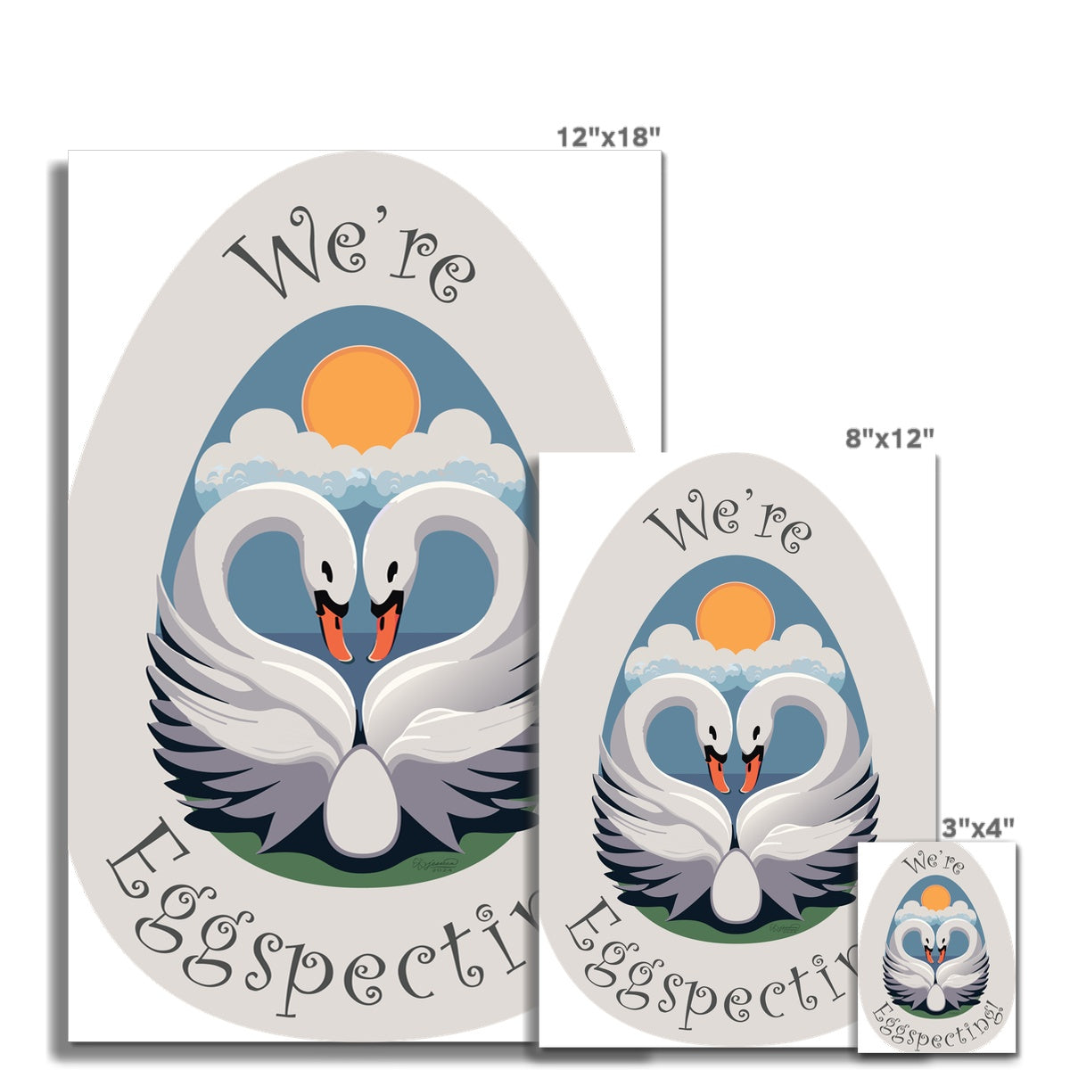 Capture the Joy with Our Exquisite "We're Eggspecting!" Swan Print