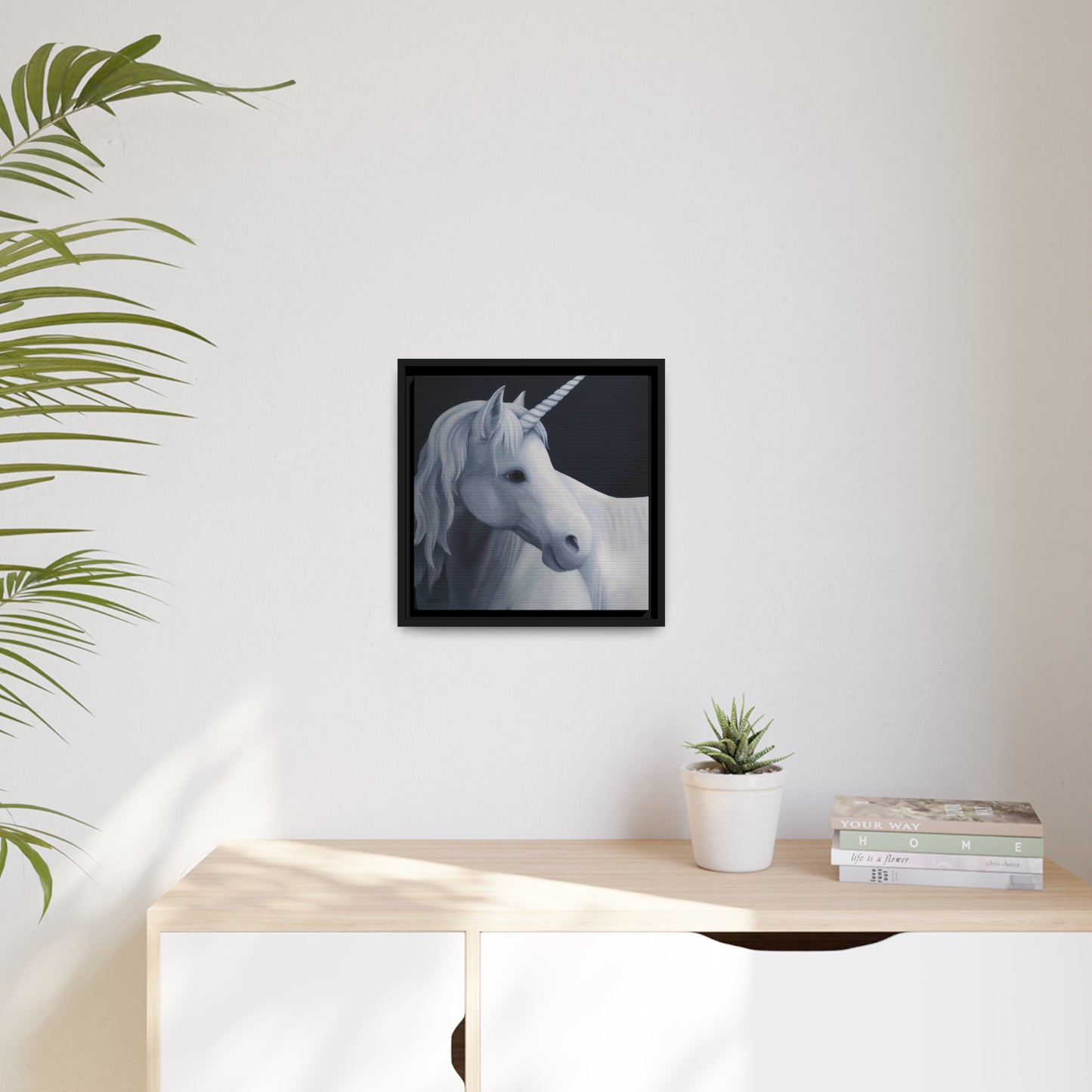 Mythical Majesty: Eco-Friendly Canvas Print of Unicorn in the Moonlight Acrylic Painting