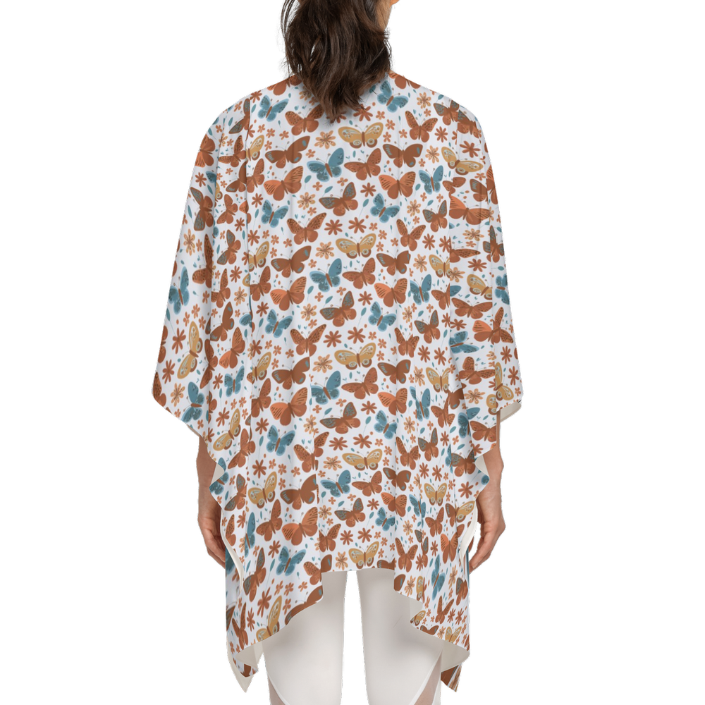 Wrap Yourself in Sustainable Style: Teal and Brown Butterfly Wrap (Made with Recycled Polyester!)