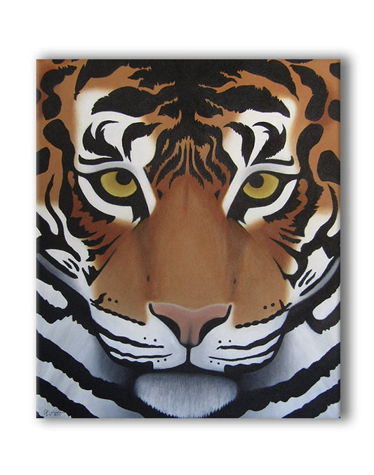 Tiger Original Wild Cat Acrylic Painting on Stretched Canvas
