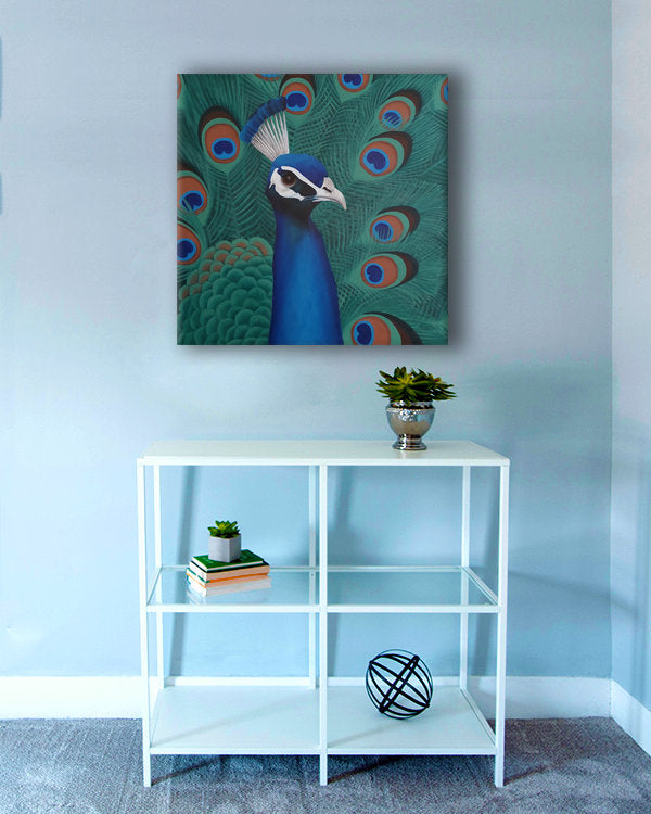 Peacock Original Acrylic Painting on Stretched Canvas